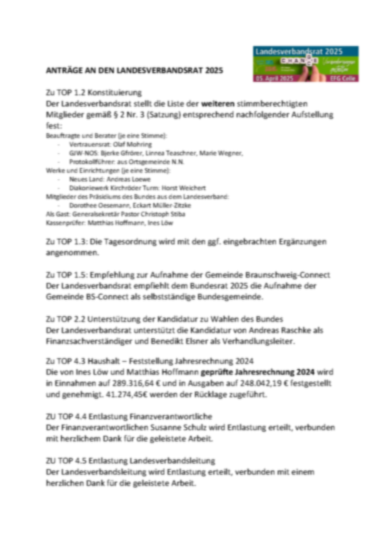 Anträge an den LV Rat 